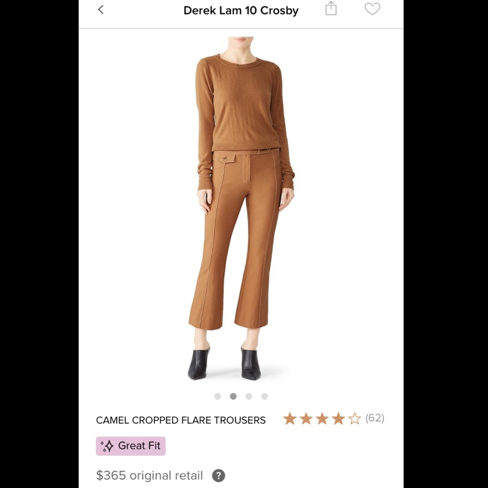 Derek Lam 10 Crosby camel cropped flare trousers. Size: 0